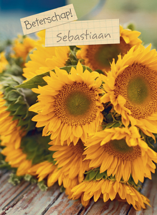 Houten Kaart Beterschapskaarten | Houten Kaart Hallmark | Beterschapskaarten | Beterschapskaart Met Zonnebloemen