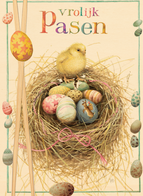 Houten Kaart Pasen | Hallmark | Houten Kaart Hallmark | Pasen | Kuiken Met Nestje Eieren