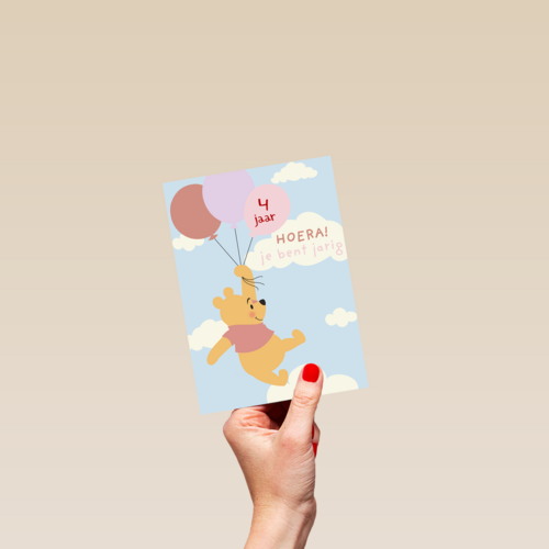 verjaardag kaart meisje winnie de poeh ballonnen