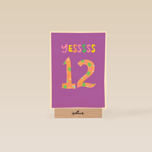 Verjaardagskaart yessss 12 tiener meisje
