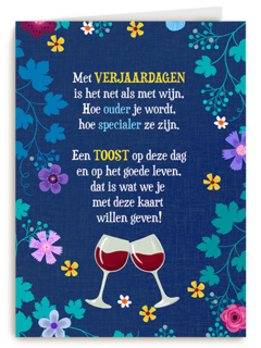 Verjaardagskaart het is net als met wijn