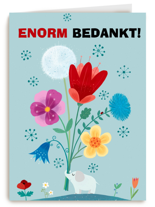 Bedanktkaart met bloemen illustratie