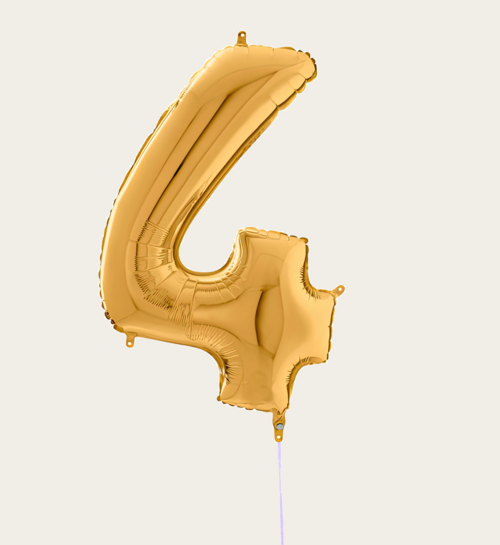 Cijferballon 4 Jaar Goud XL