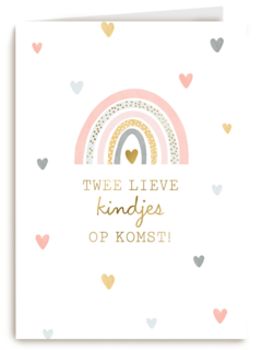 2 lieve kindjes op komst met regenboog