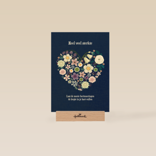 Condoleance kaart hart met bloemen