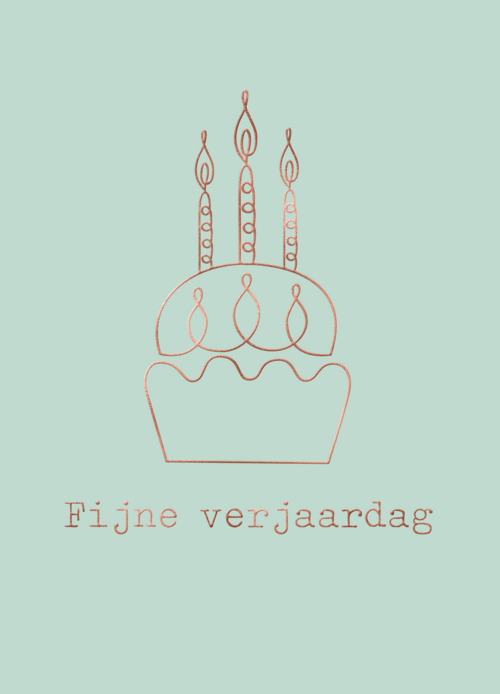 Verjaardagskaart taart met koper kleuren