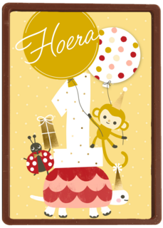 eerste verjaardag met een aapje en schildpad