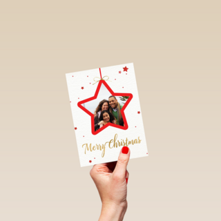 kerstkaart fotokaart rode kerstster