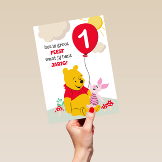 Verjaardagskaart Poeh 1 jaar