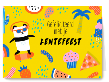 Skater Panda Gefeliciteerd met je Lentefeest