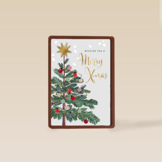 kerstkaart met kerstboom merry x mas