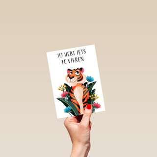 Verjaardagskaart Jij hebt iets te vieren tijger Folio