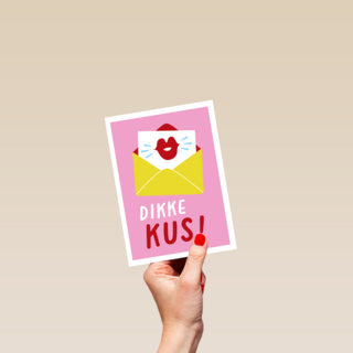 Zomaar kaartje dikke kus roze