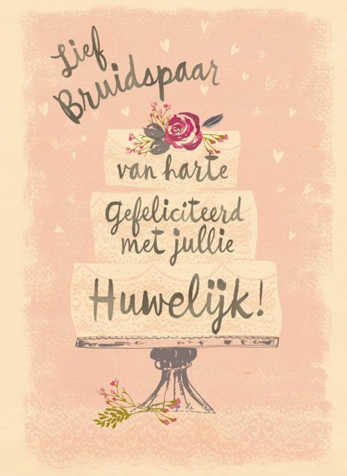 Houten Kaart Felicitatie Huwelijk | Houten Kaart Hallmark | Felicitatie Huwelijk | Lief Bruidspaar Van Harte