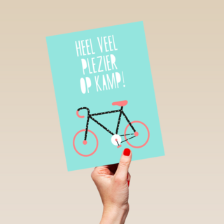 Op kamp kaart Heel veel plezier op kamp Fiets
