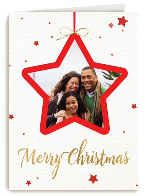 kerstkaart fotokaart rode kerstster