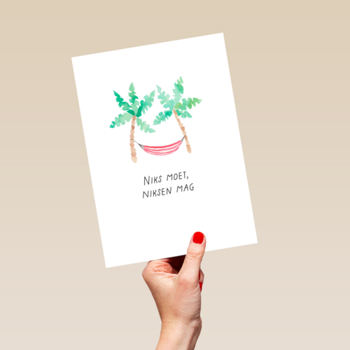 Niks moet niksen mag hangmat met 2 palmbomen