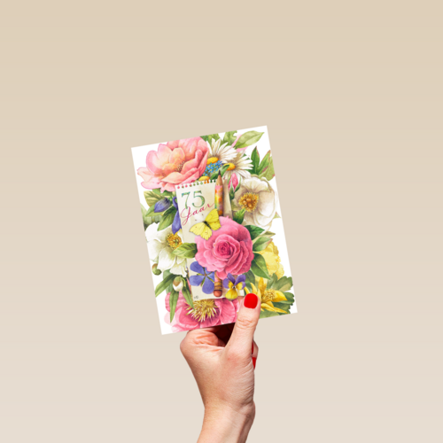 vijfenzeventig jaar met bloemen