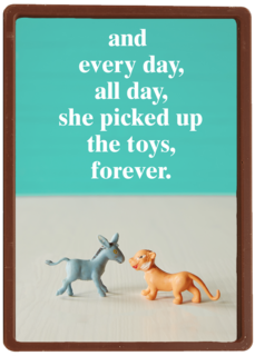 Grappige moederdagkaart over speelgoed