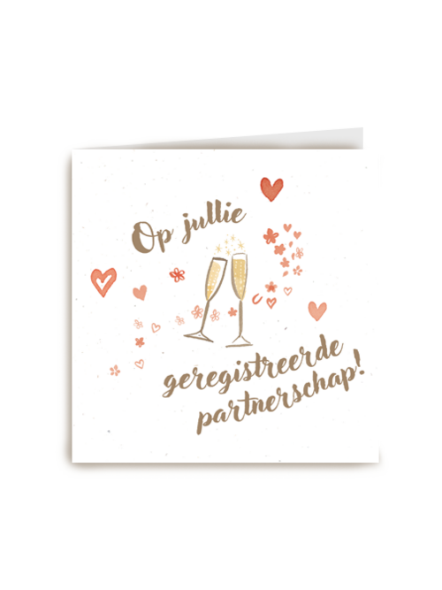 hartjes en champagne op jullie partnerschap