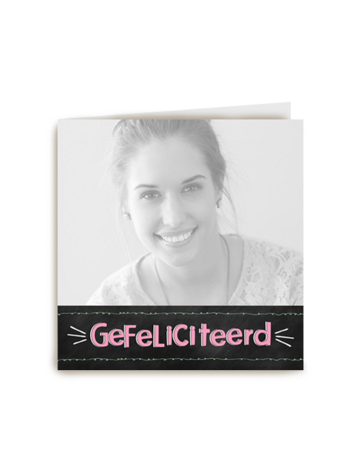 fotokaart gefeliciteerd zwart met roze