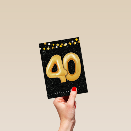 Verjaardagskaart leeftijden 40 ballonletters