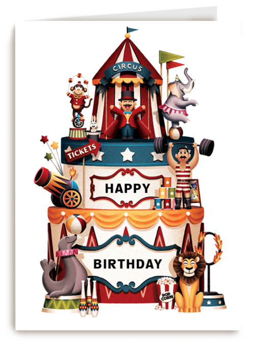 verjaardag kaart folio happy birthday circus