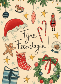 kerstkaart kerst items vrolijk design matia studio