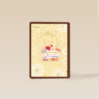 Verjaardagskaart vrouw taart met bloemen