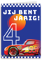 Cars verjaardagskaart Bliksem McQueen 4 jaar
