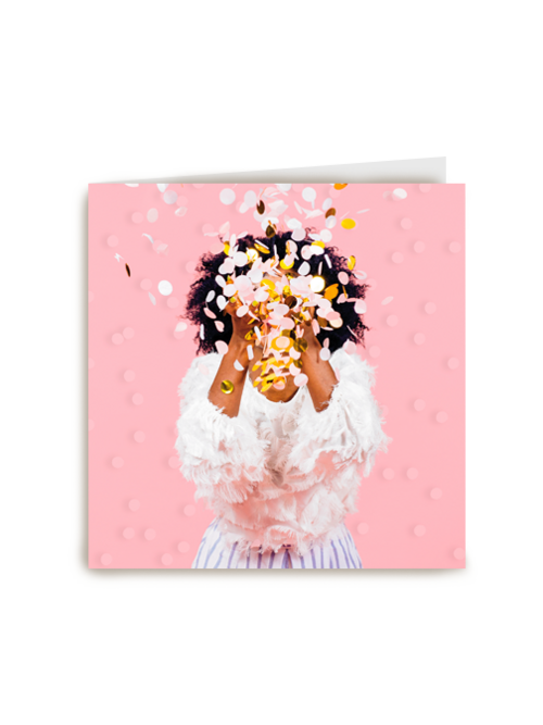 Verjaardagskaart vrouw grote confetti
