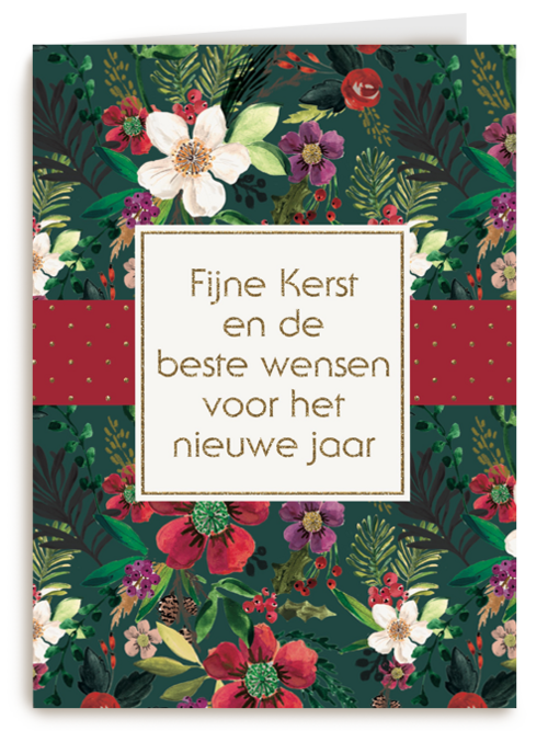 Kerstkaart Fijne kerst bloem
