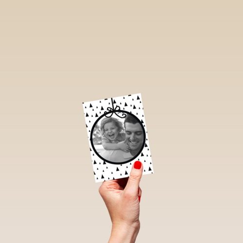 fotokaart met een kerstbal