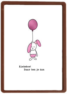 Geboortefelicitatie kiekeboe konijn roze