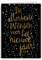 nieuwjaarskaart klassiek zwart met sterren