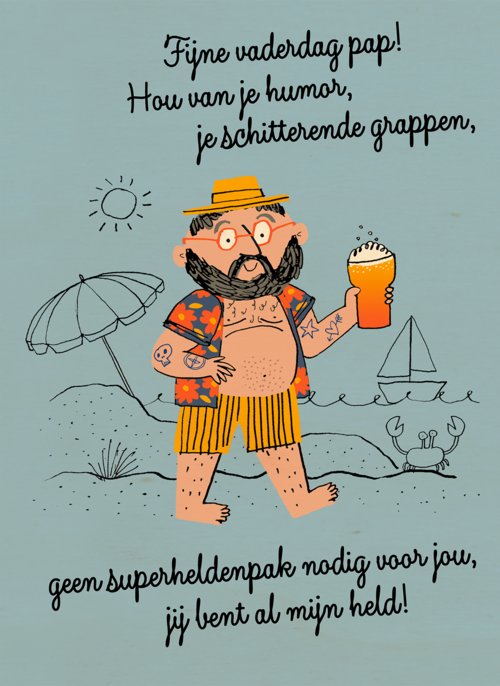 Houten Kaart Vaderdag | Houten Kaart Hallmark | Vaderdag | Fijne Vaderdag Humor Grappen
