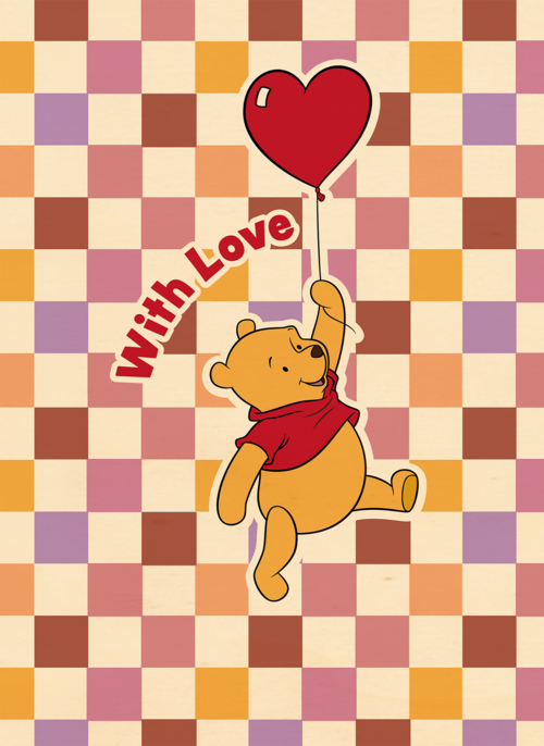 Houten Kaart Valentijn | Houten Kaart Hallmark | Valentijn | Winnie De Poeh With Love