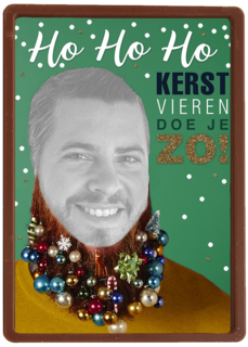 baard met kerstballen