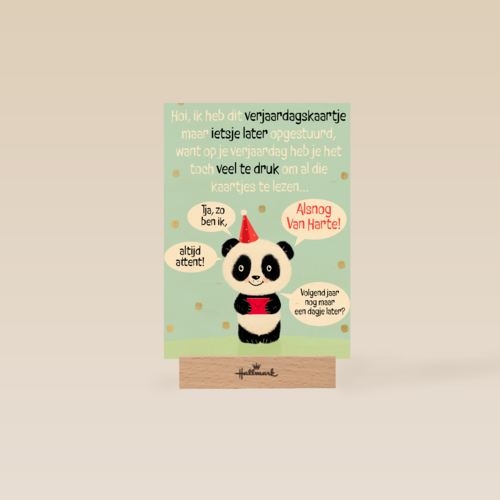 Verjaardagskaart te laat met panda