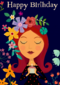 Verjaardagskaart Vrouw met bloemen in haar