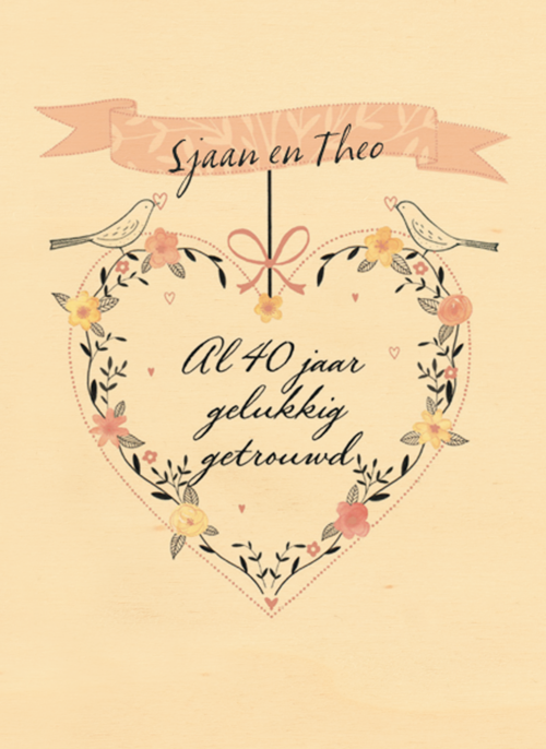 Houten Kaart Huwelijksjubileum | Houten Kaart Hallmark | Huwelijksjubileum | Jubileum Robijn 40 Al 40 Jaar Gelukkig Getrouwd