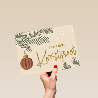 een lieve kerstgroet op beige achtergrond