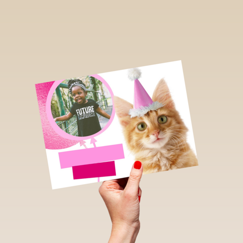fotkaart met feestlijke kat