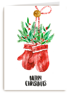 Kerstkaart klassiek handschoenen