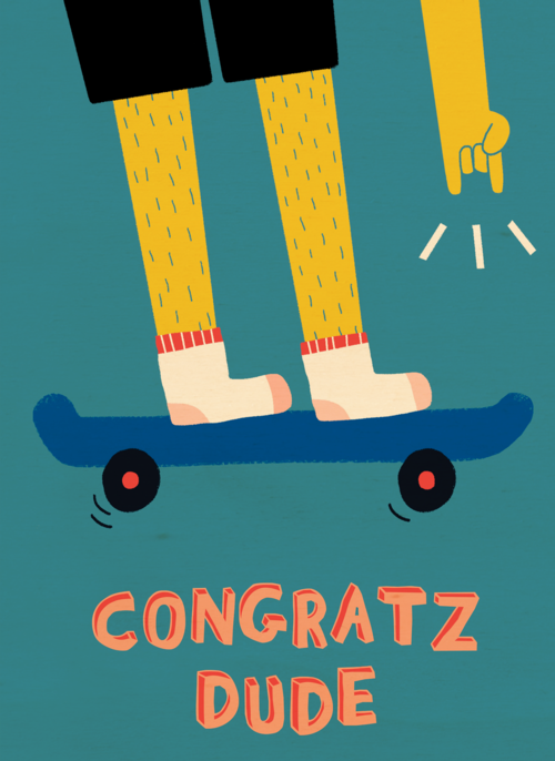 Verjaardagskaart skateboarder