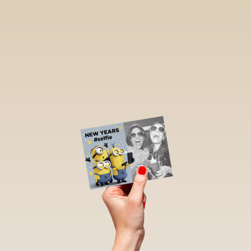 minion new years selfie kaart kerst
