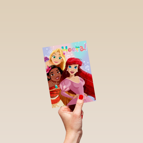 Felicitatiekaart Disney prinsessen hoera