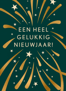 een heel gelukkig nieuwjaar met gouen vuurwerk