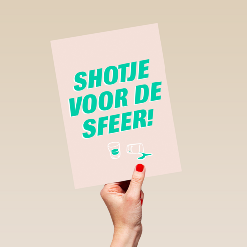 Verjaardagskaart man vrouw grappig shotje voor de sfeer