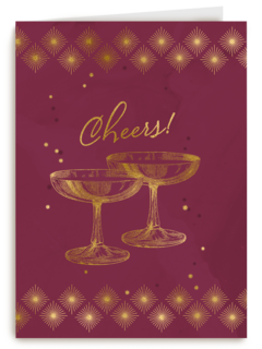 cheers with two glasses and golden stars